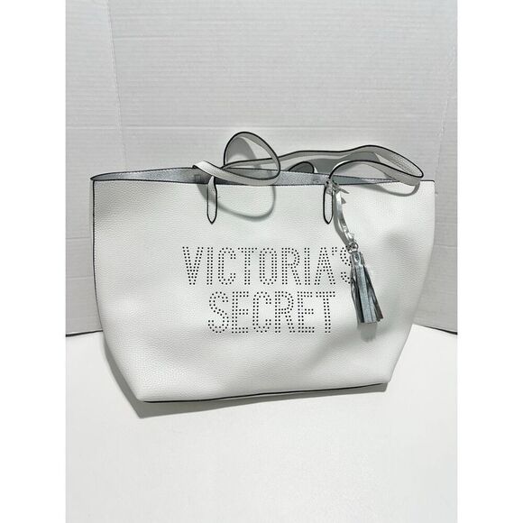 Victoria's Secret Handbags - Victoria's Secret Women's Tassel Double Strap Tote Bag White
